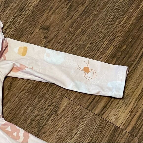 Dot Dot Smile Long Sleeve Halloween Dress Blush Pink White Pumpkin Bats 12-24 Mo - Picture 4 of 12
